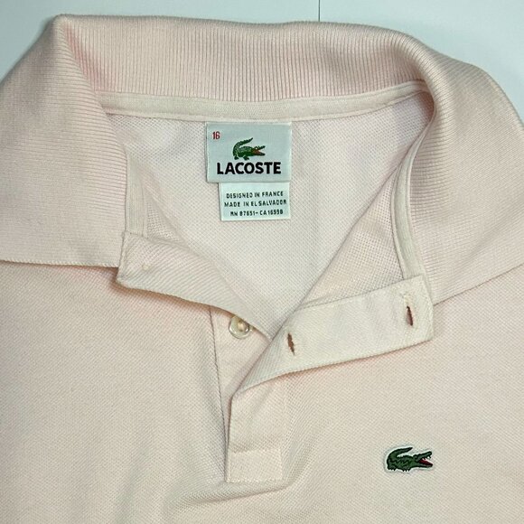 100% AUTHENTIC LACOSTE PINK POLO T-SHIRT YOUTH SIZE 16/ WOMENS S - Picture 4 of 7